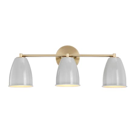 Designers Fountain Biba 24in 3-Light Brushed Gold Modern Indoor Vanity Light with Grey Sky Metal Shades D287M-3B-BG